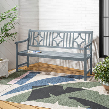 Sloane Ogee Diamond-Back 600-Lbs Support Acacia Wood Outdoor Garden Patio Bench - JONATHAN Y